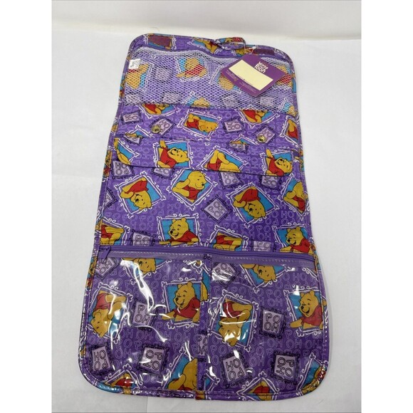 NEW Vintage Winnie The Pooh Foldable Accessory Toiletry Travel Bag Disney Purple - Picture 4 of 9